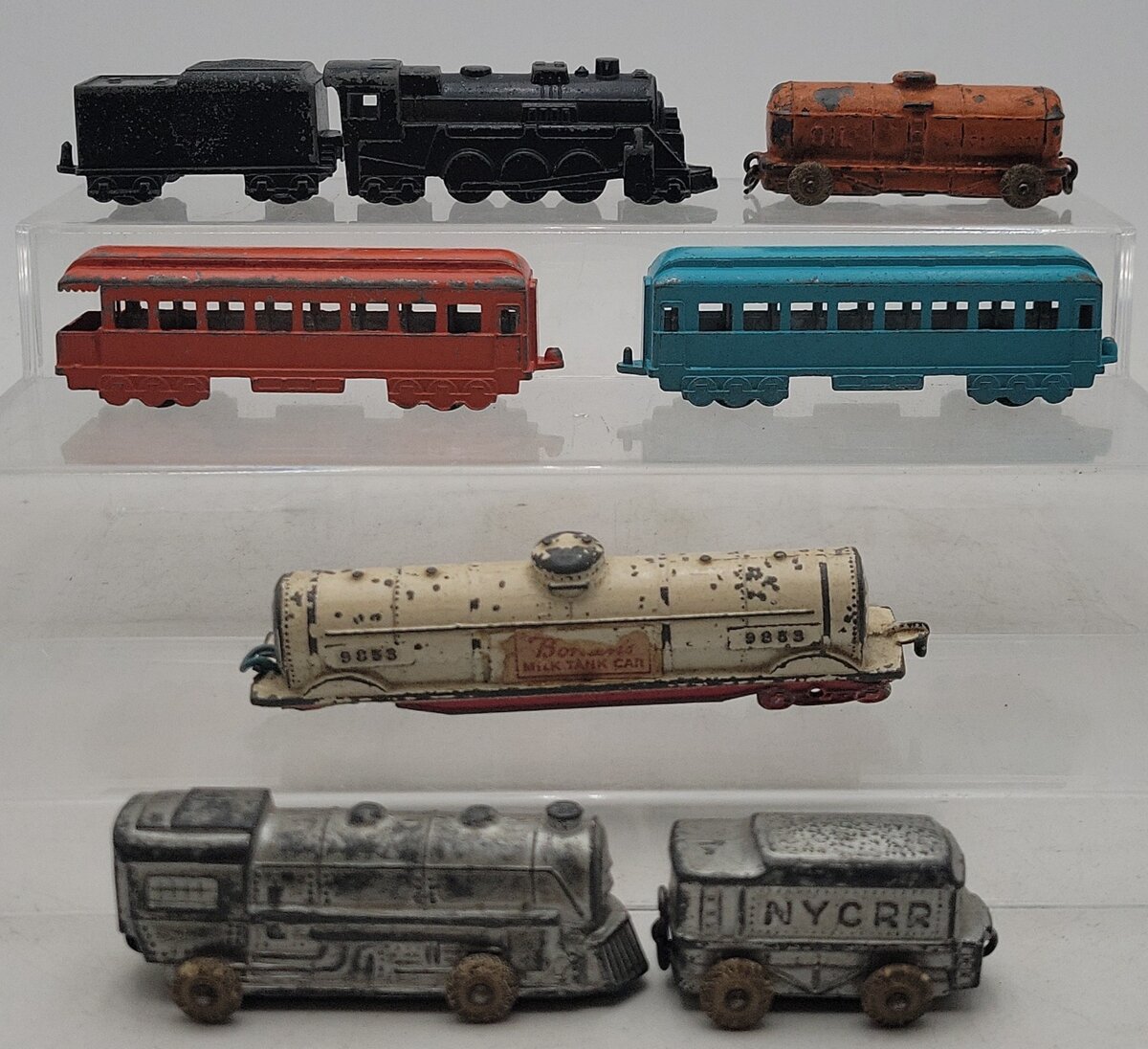Midgetoy Assorted Die-Cast Display Passenger Cars & Steam Locos & Tenders [8] VG