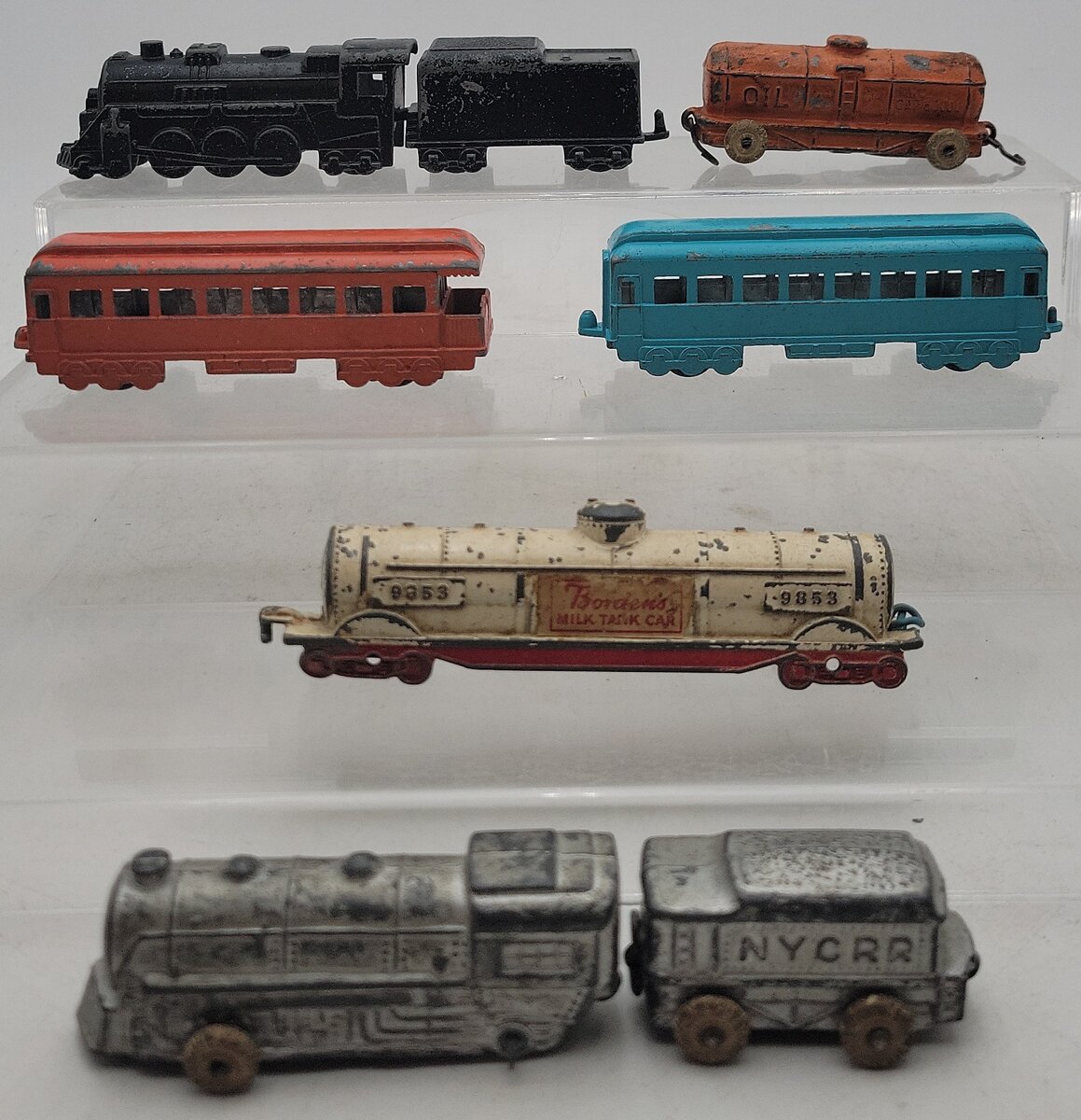 Midgetoy Assorted Die-Cast Display Passenger Cars & Steam Locos & Tenders [8] VG