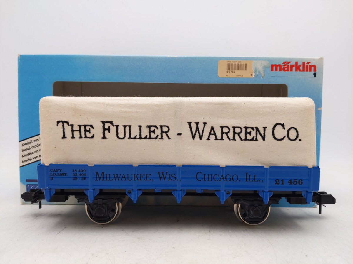 Marklin 54756 G Scale Fuller Warren Low side Gondola W/ Tarp Cover #21456 EX/Box