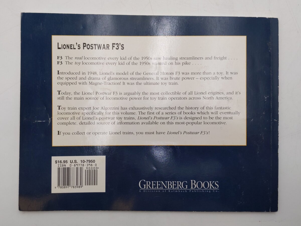 Lionel's Postwar F3's Paperback Book By Joe Algozzini VG