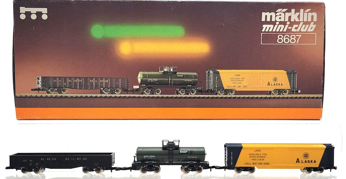 Marklin 8687 Z Scale Alaska Railroad & BASF Freight Set LN/Box