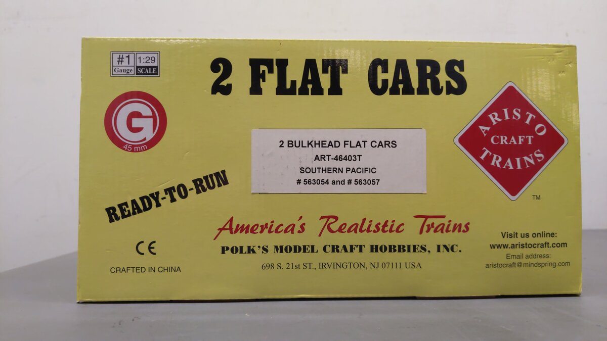 Aristo-Craft 46403T G Southern Pacific Bulkhead Flat Car - Plastic Wheels EX/Box
