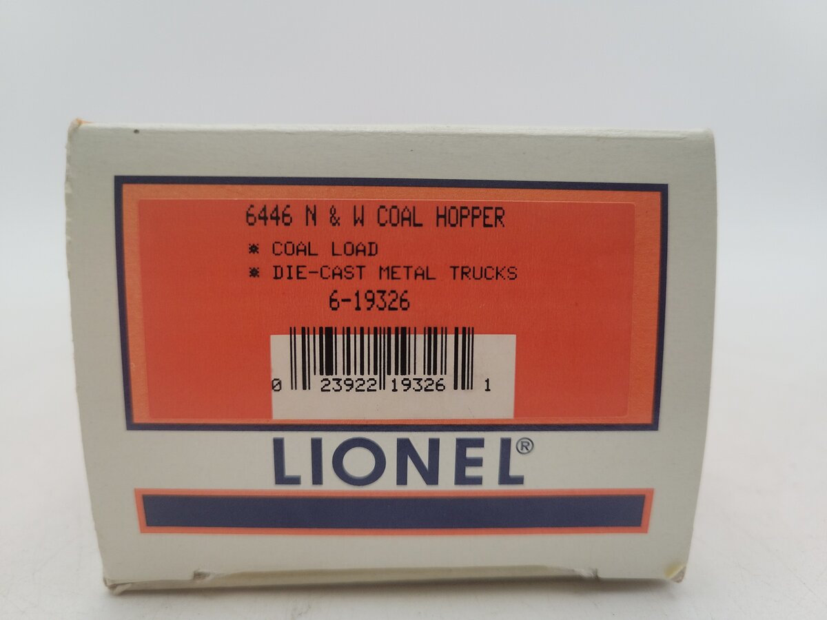 Lionel 6-19326 O N&W 4-Bay Weathered Hopper w/ Coal Load #6446-2 EX/Box