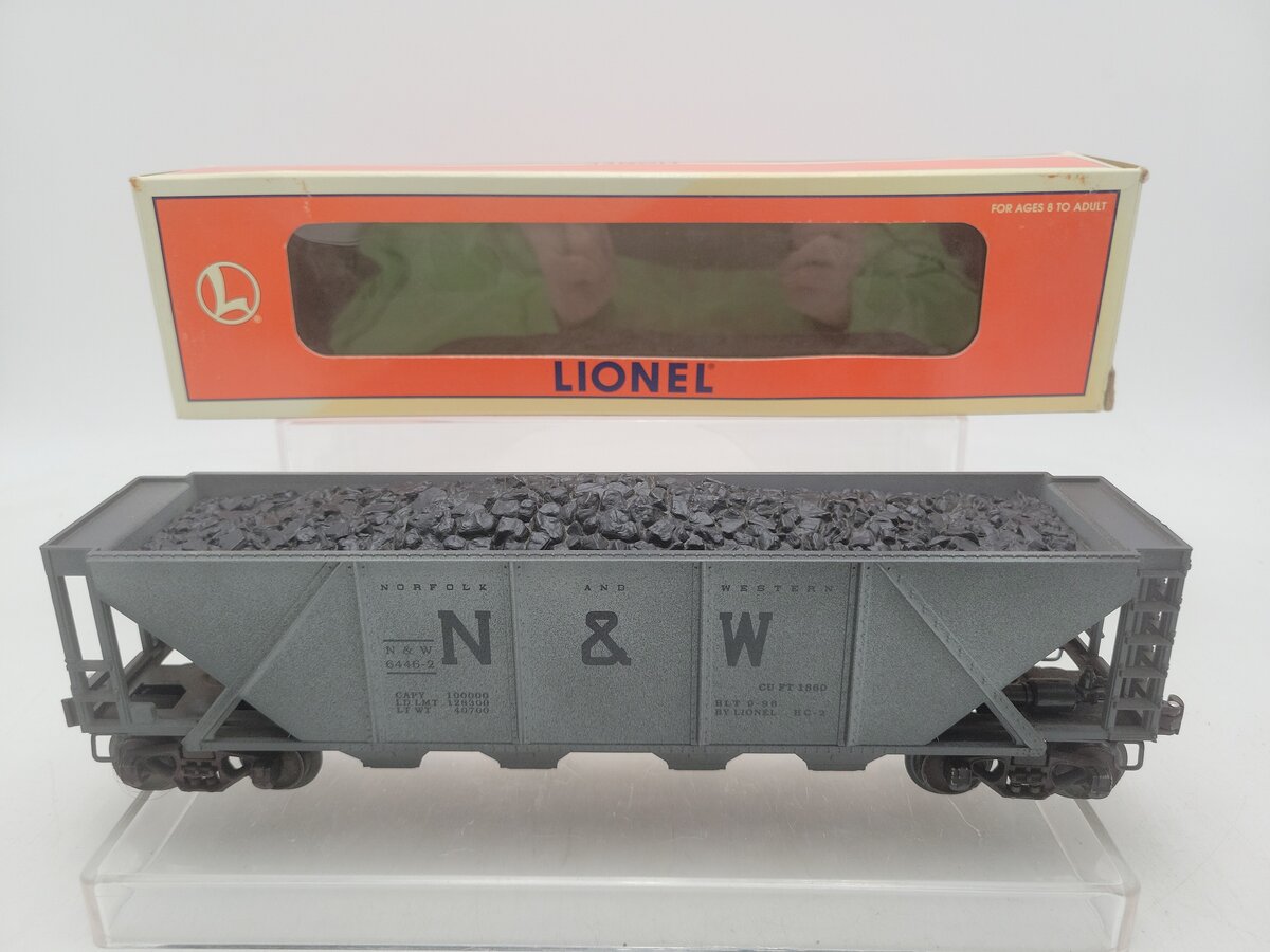 Lionel 6-19326 O N&W 4-Bay Weathered Hopper w/ Coal Load #6446-2 EX/Box