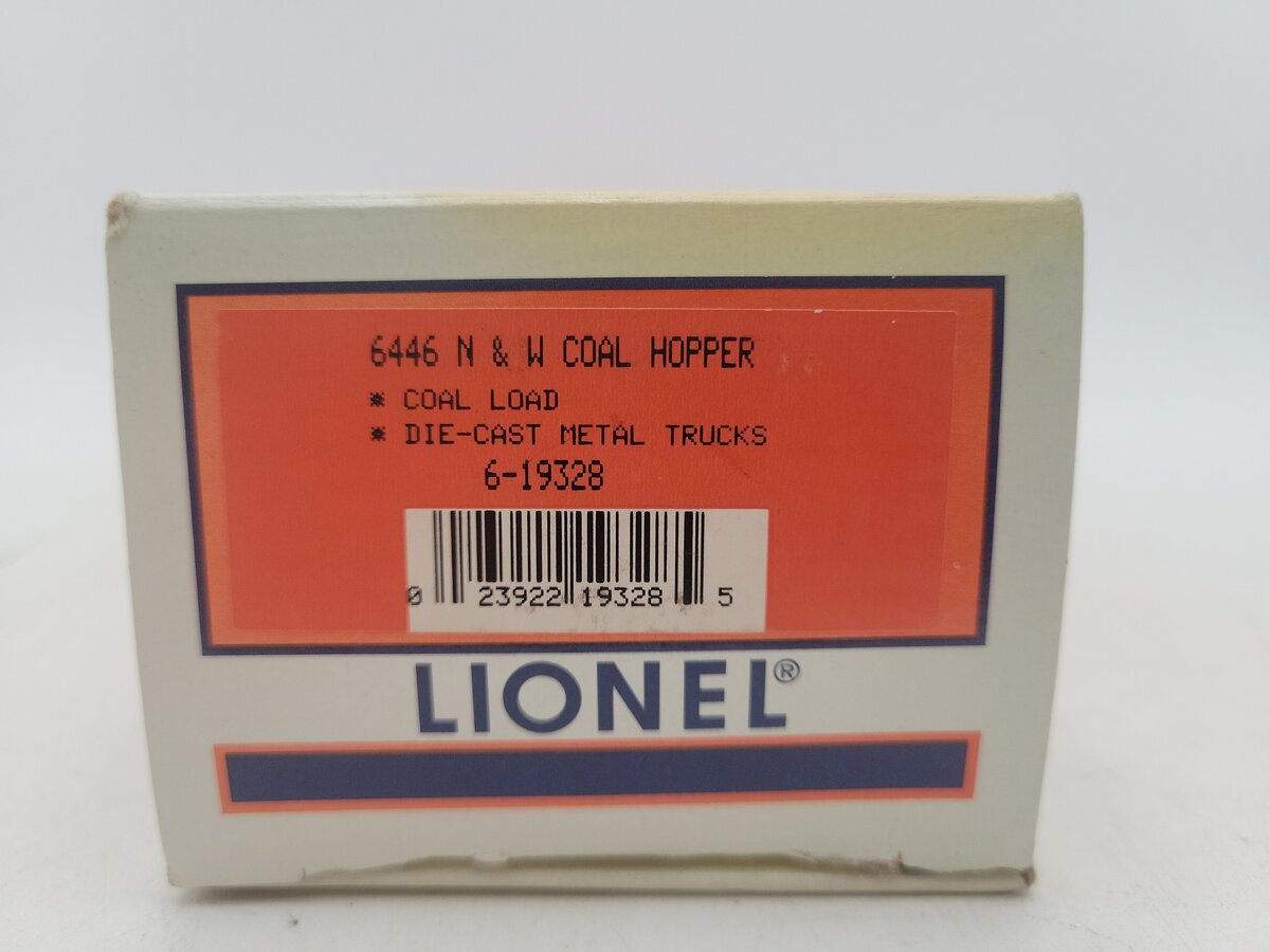 Lionel 6-19328 O Norfolk & Western 4-Bay Weathered Hopper w/Coal Load #6446-4 VG/Box