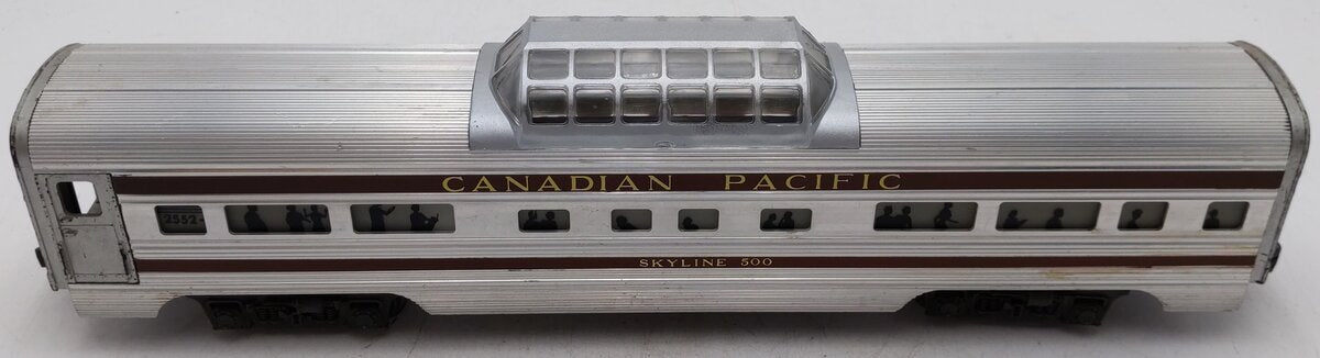 Lionel 2552 Vintage O Canadian Pacific Skyline 500 Aluminum Vista Dome Car VG