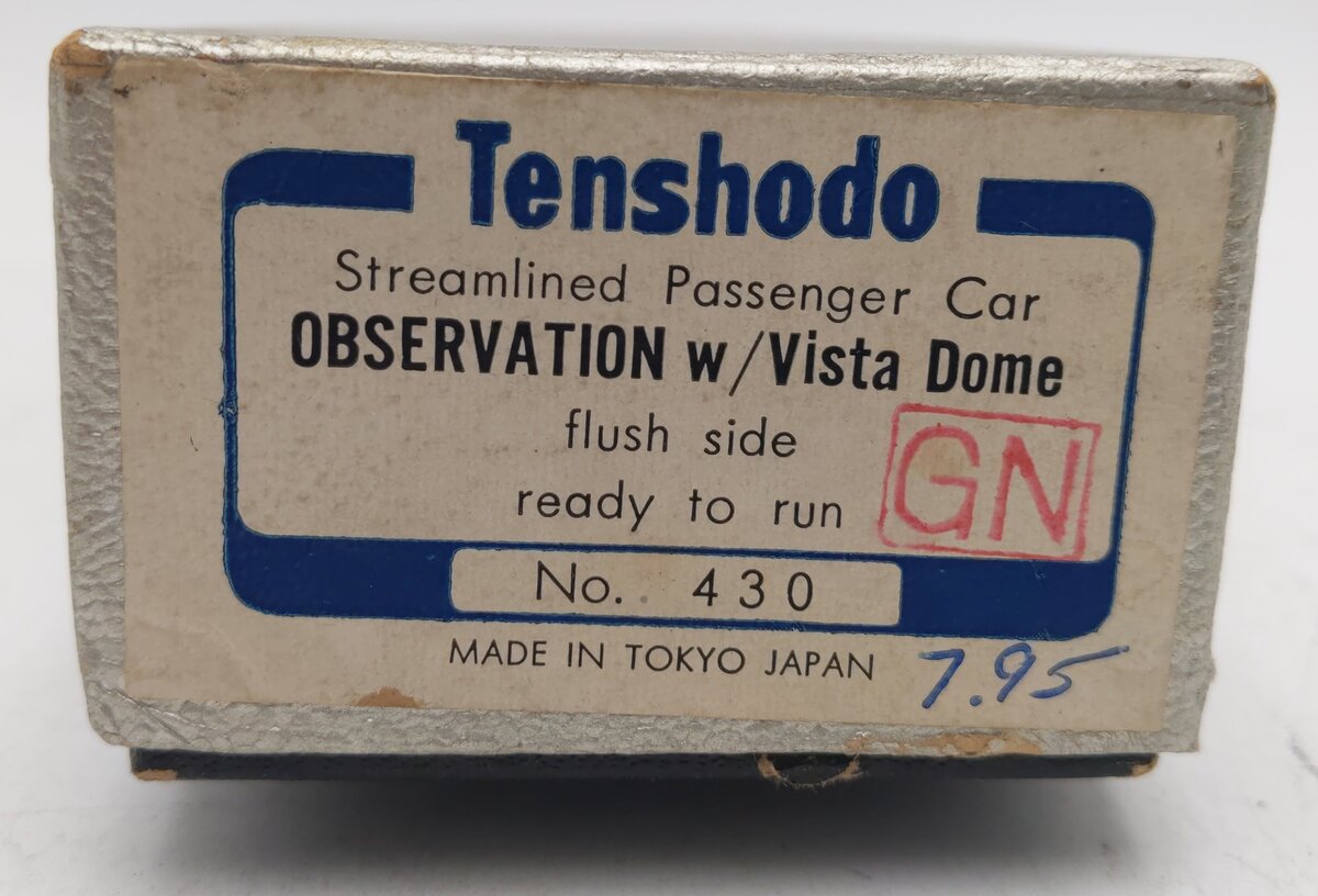 Tenshodo 430 HO Scale Brass Great Northern Vista Dome Observation Car VG/Box