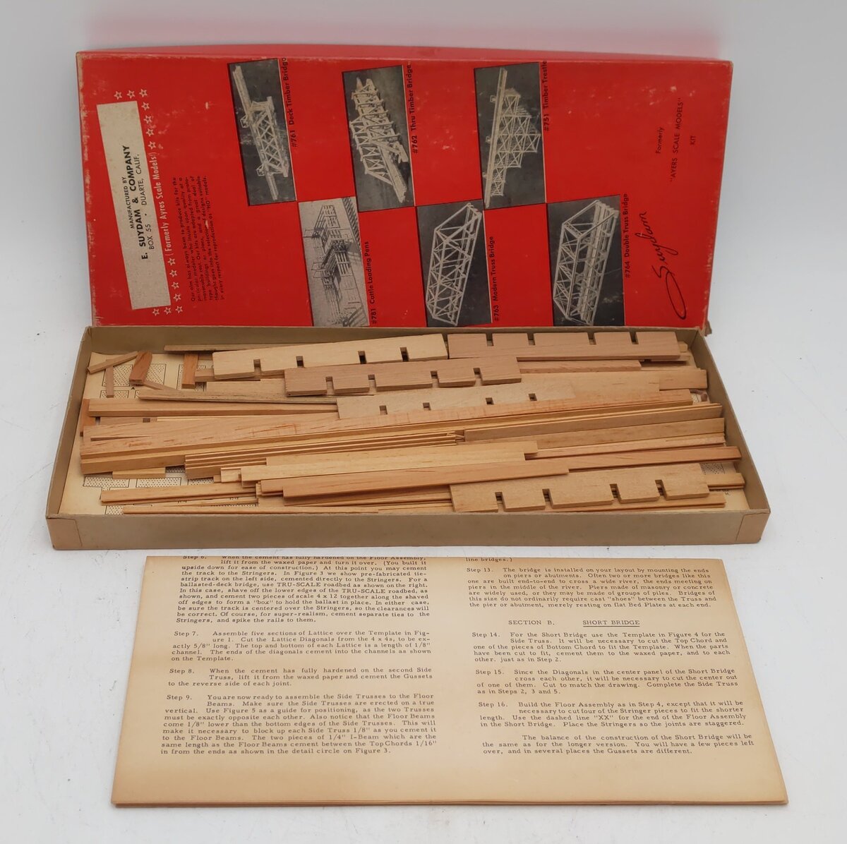 E. Suydam & Co. HO Scale Double Track Truss Bridge Craftsman Wood Kit EX/Box