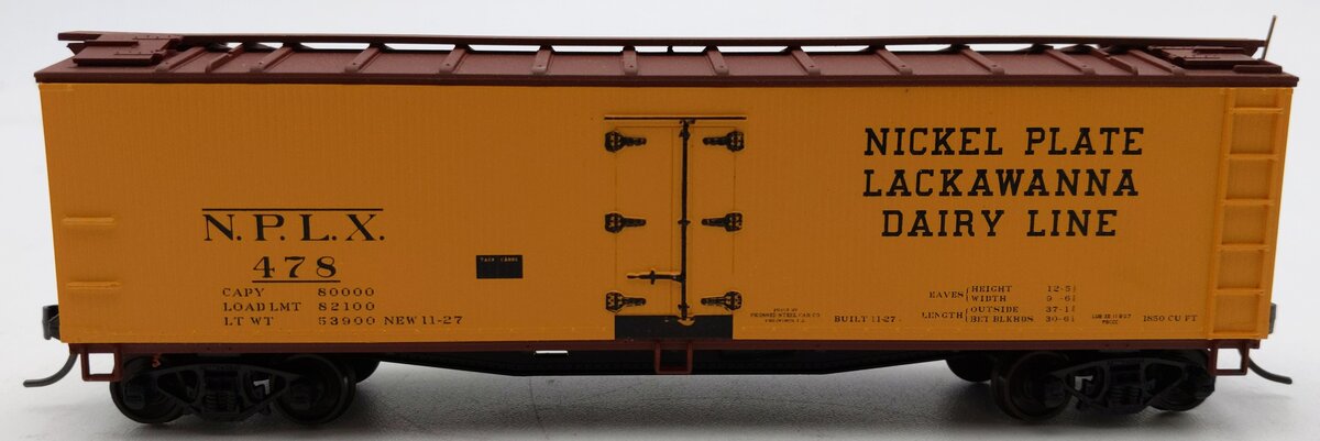 Accurail 4852 HO Nickel Plate Lackawanna Dairy Line 40' Wood Refeer Car #478 EX