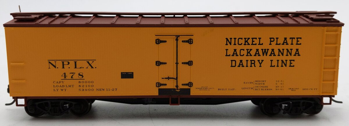 Accurail 4852 HO Nickel Plate Lackawanna Dairy Line 40' Wood Refeer Car #478 EX