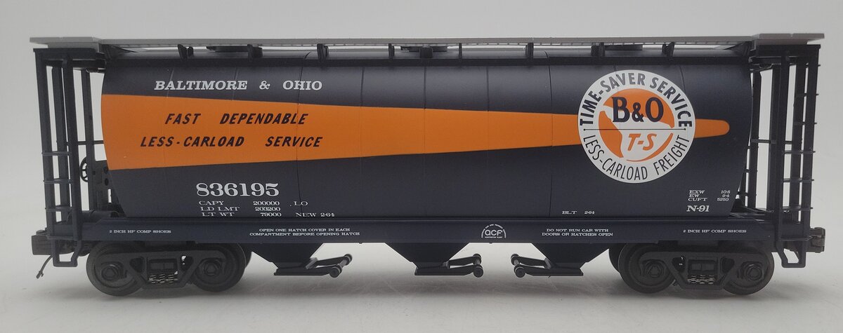 MTH 20-97560 O B&O 3-Bay Cylindrical Hopper #836195 EX/Box