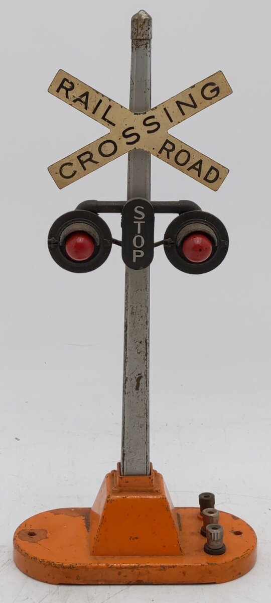 Lionel 154 O Prewar Hiawatha Orange Base Automatic Road Crossing Signal -Rare VG