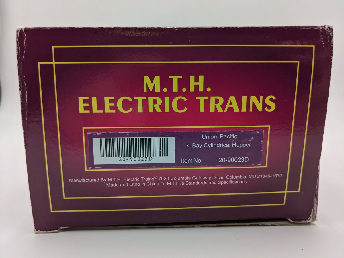 MTH 20-90023D O Gauge Union Pacific 4-Bay Cylindrical Hopper #21247 EX/Box