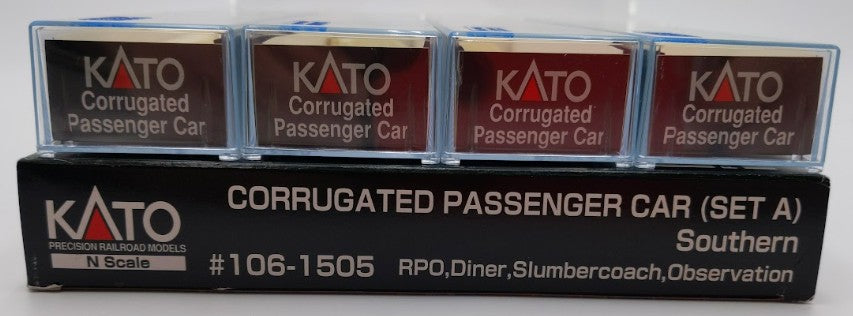 Kato 106-1505 N Scale Southern Corrugated Passenger Cars Set A (Set of 4) LN/Box