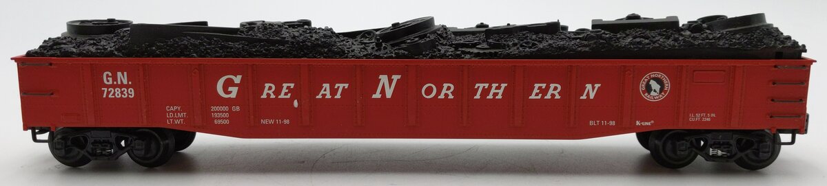 K-Line K652-1591 O Scale Great Northern Die-Cast Gondola #72839 LN