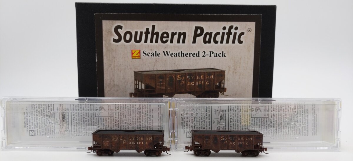 Micro-Trains 53444021 Z Scale Southern Pacific Weathered Hopper #460698/460701 LN/Box