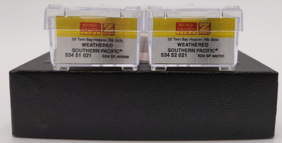 Micro-Trains 53444021 Z Scale Southern Pacific Weathered Hopper #460698/460701 LN/Box