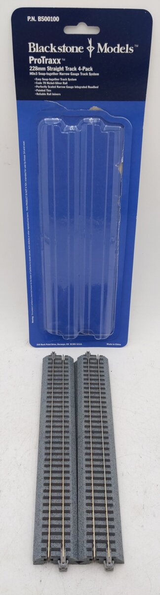 Blackstone Models B500100 H0n3 228mm Straight Track 4-Pack EX/Box