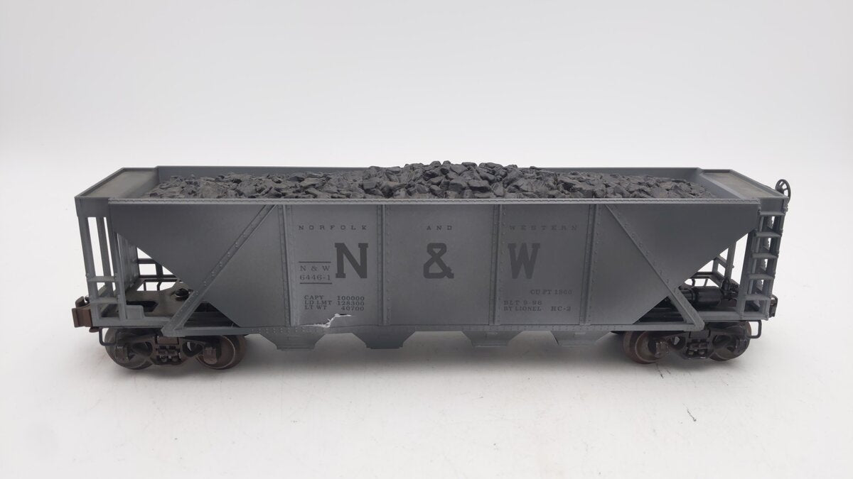 Lionel 6-19325 N&W 4-Bay Weathered Hopper w/ Coal Load #6446-1