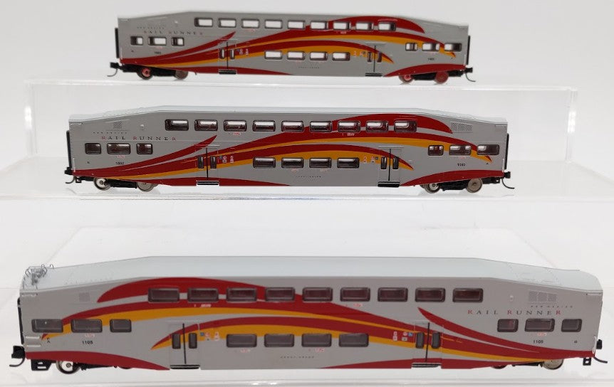 Athearn 10170 N Scale Rail Runner Bombardier Coaches & Cab Car 3 Pack EX/Box