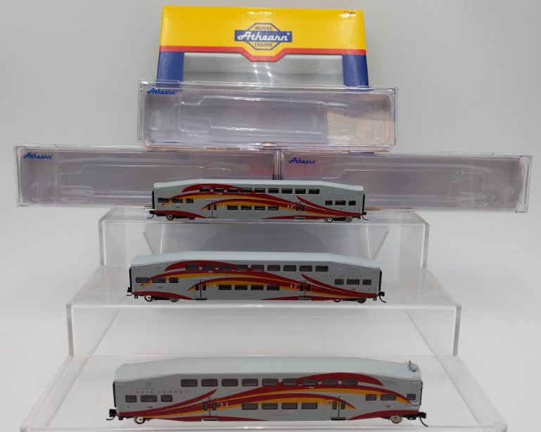 Athearn 10170 N Scale Rail Runner Bombardier Coaches & Cab Car 3 Pack EX/Box