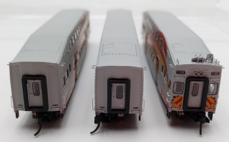 Athearn 10170 N Scale Rail Runner Bombardier Coaches & Cab Car 3 Pack EX/Box