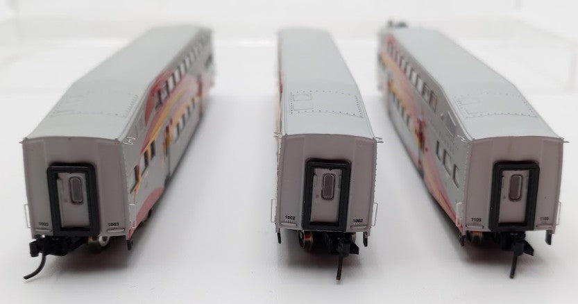 Athearn 10170 N Scale Rail Runner Bombardier Coaches & Cab Car 3 Pack EX/Box