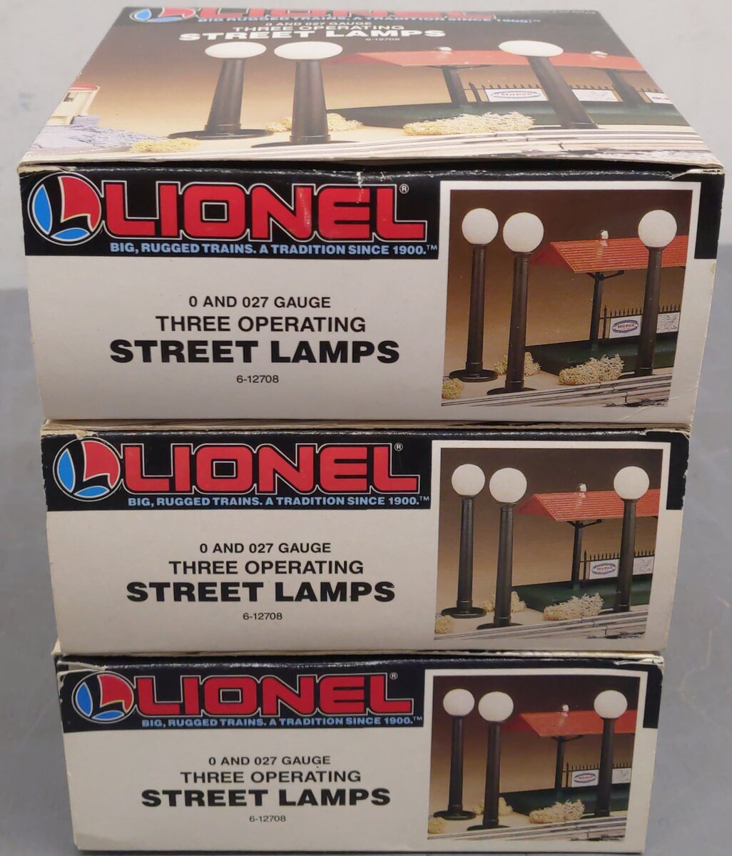 Lionel 6-12708 O/0-27 Gauge Operating Street Lamps (Packs of 3) [3] VG/Box