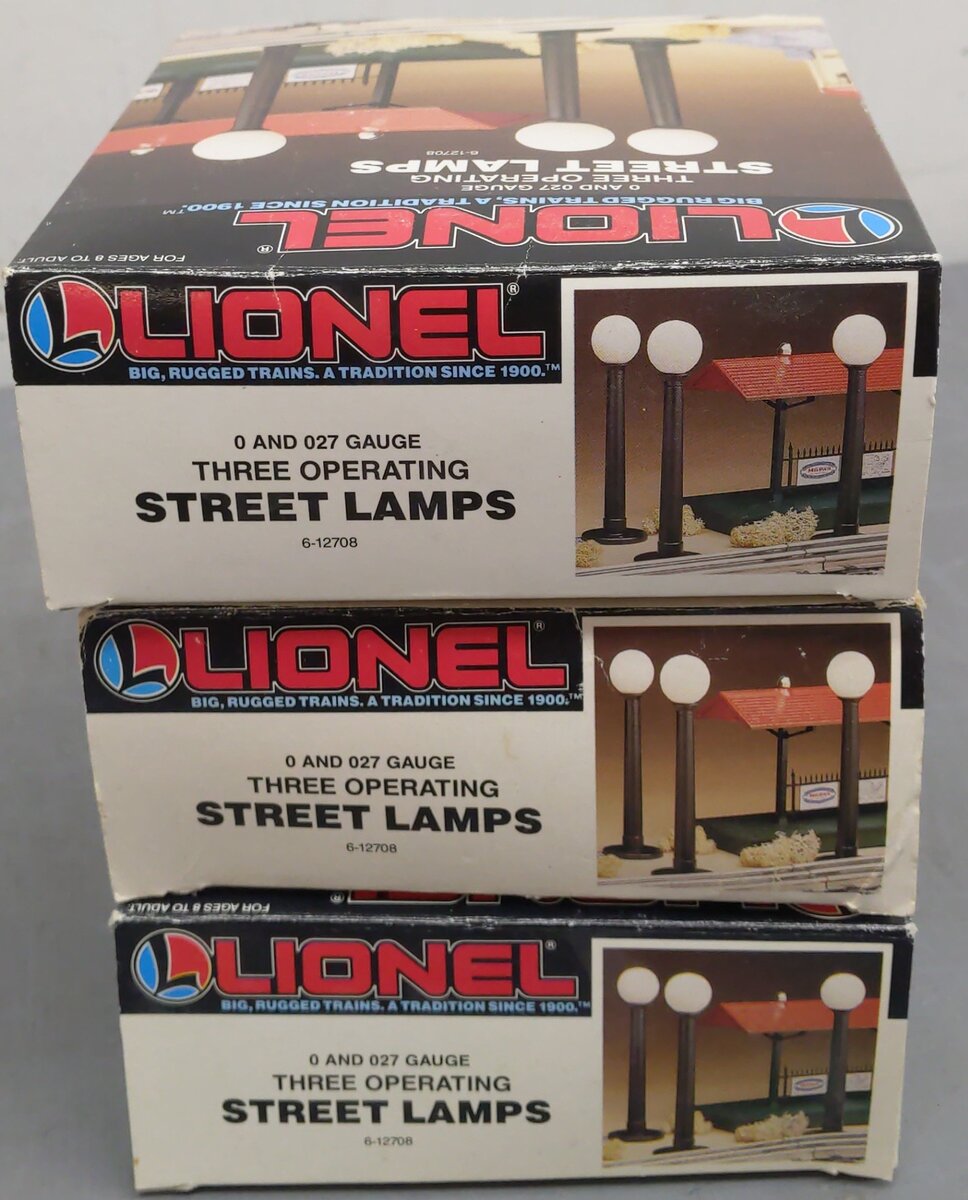 Lionel 6-12708 O/0-27 Gauge Operating Street Lamps (Packs of 3) [3] VG/Box