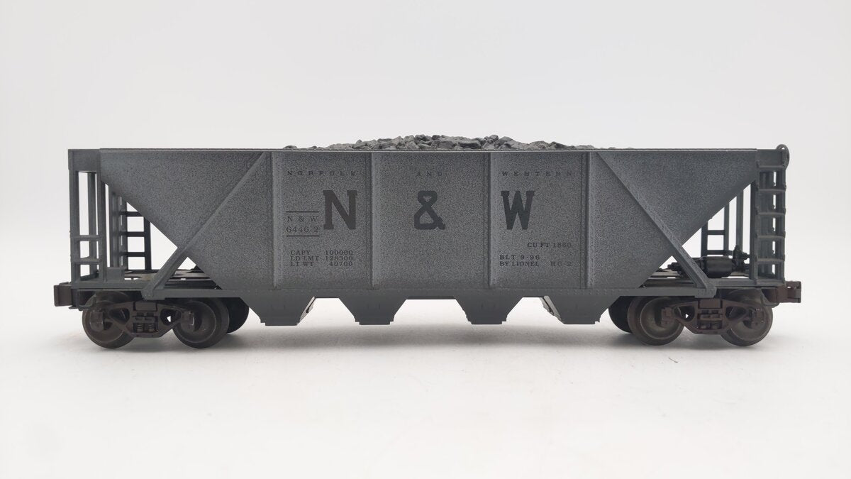 Lionel 6-19326 O N&W 4-Bay Weathered Hopper w/ Coal Load #6446-2 VG