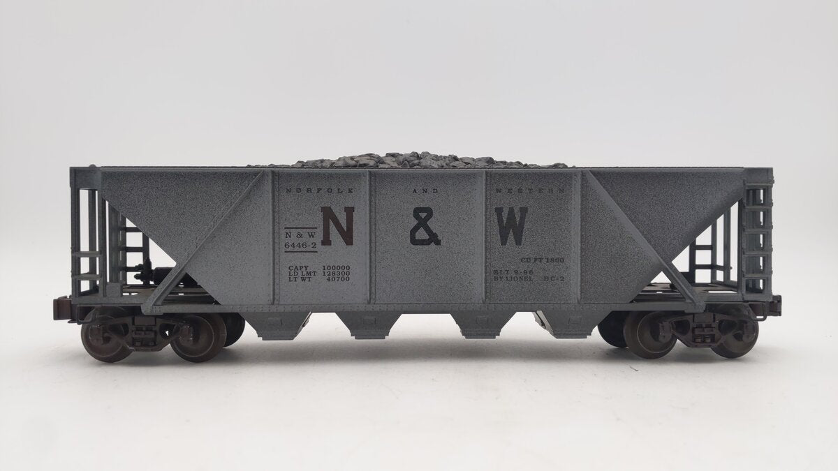 Lionel 6-19326 O N&W 4-Bay Weathered Hopper w/ Coal Load #6446-2 VG