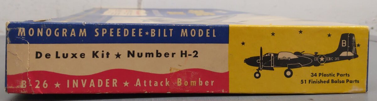 Monogram Speedee H-2 Deluxe B-26 Invader Bomber Balsa Model Kit EX/Box