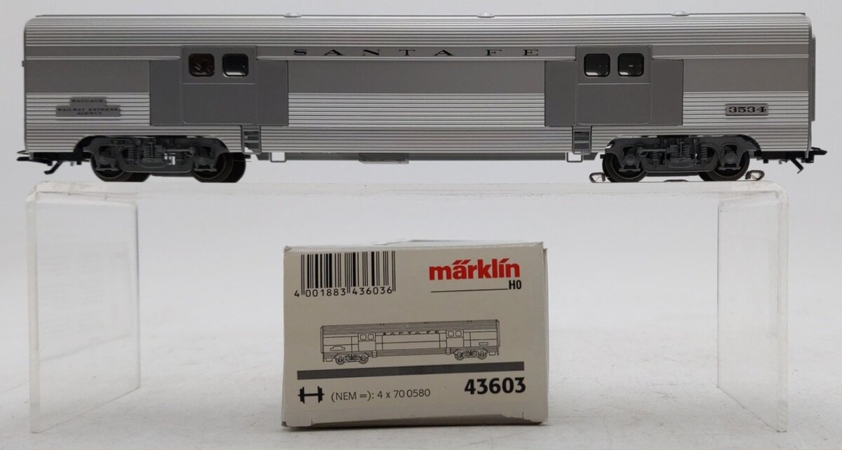Marklin 43603 HO Scale REA Santa Fe Baggage Passenger Car #3534 LN/Box
