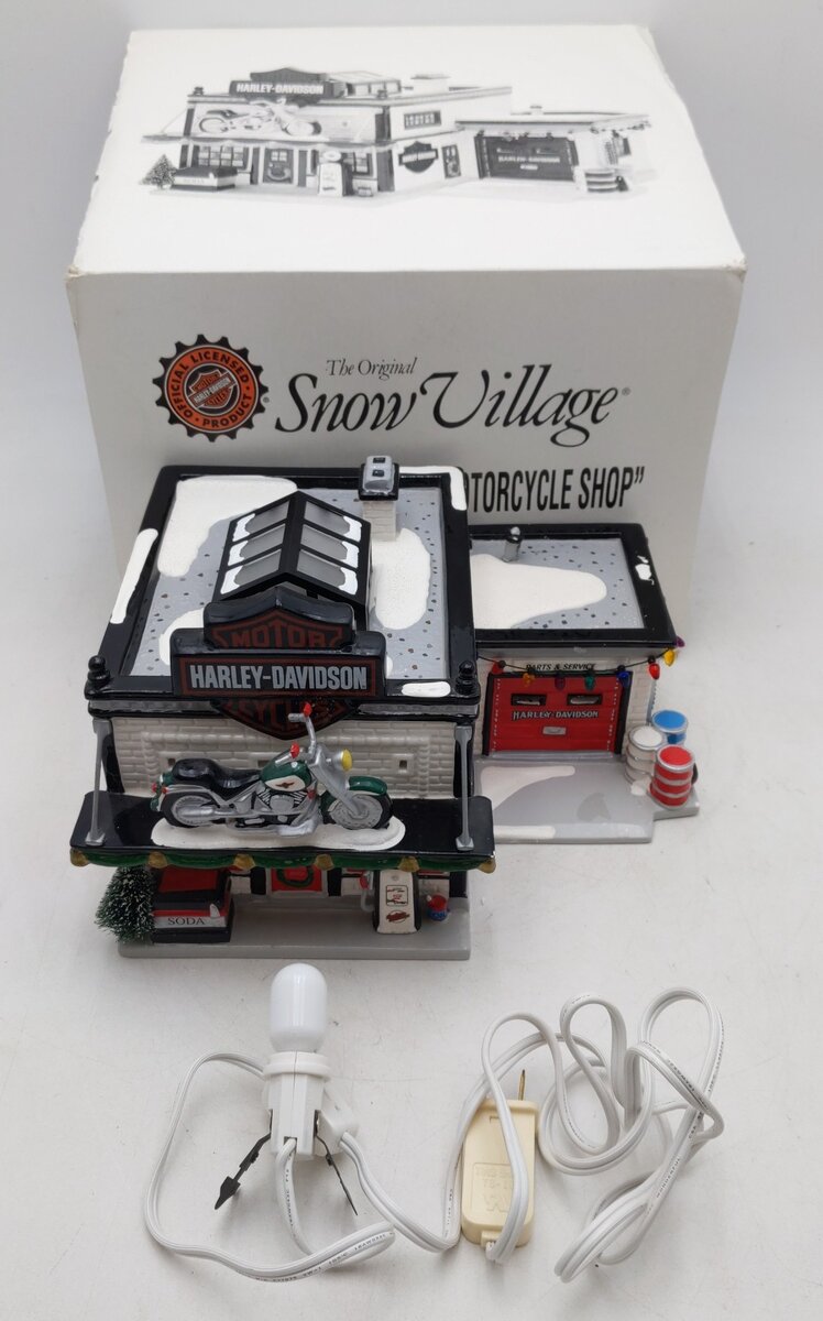 Dept 56 56.54886 Harley Davidson Motorcycle Shop EX/Box