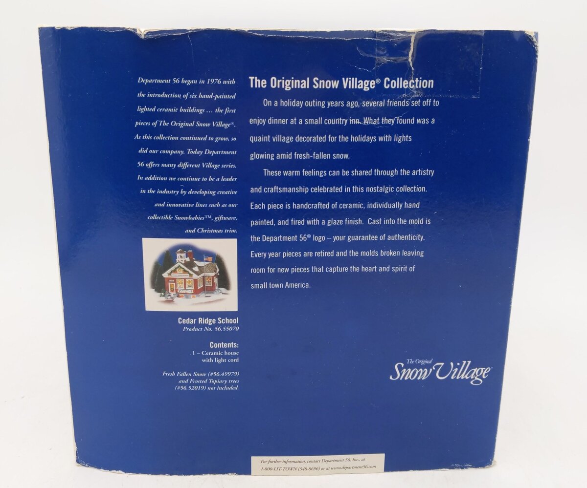 Dept 56 55070 Snow Village Cedar Ridge School EX/Box