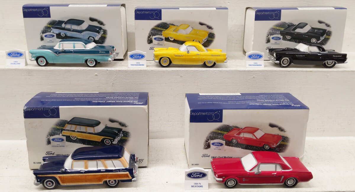 Dept 56 Assorted Snow Village Ford Cars [5] EX/Box