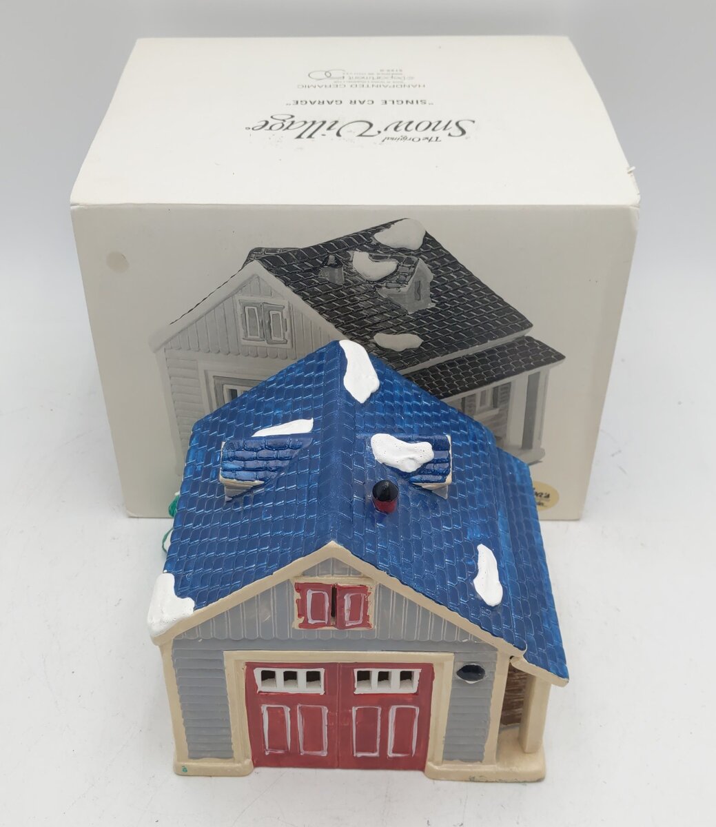 Dept 56 5125-0 Snow Village "Single Car Garage" Hand Painted Ceramic Building EX/Box