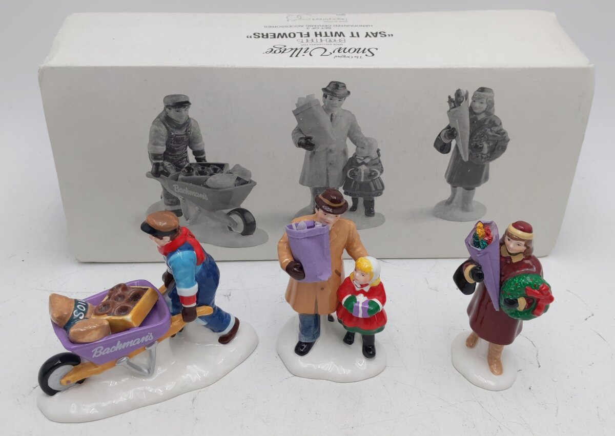 Department 56 2204 Snow Village "Say It With Flowers" Ceramic Figurine LN/Box