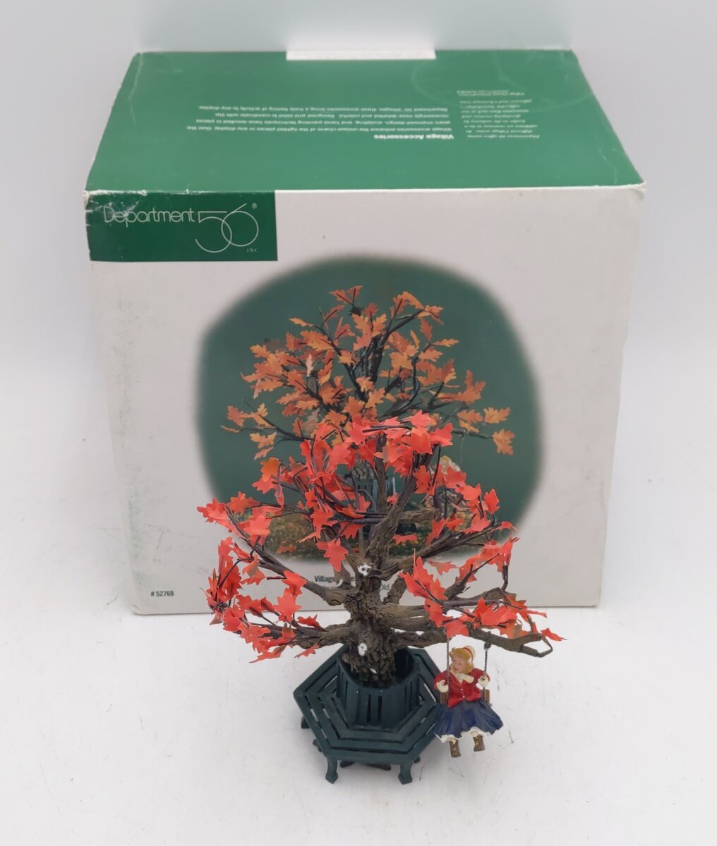 Dept 56 52769 Village Accessories "Swinging Under the Old Oak Tree" Ceramic Sce. EX/Box