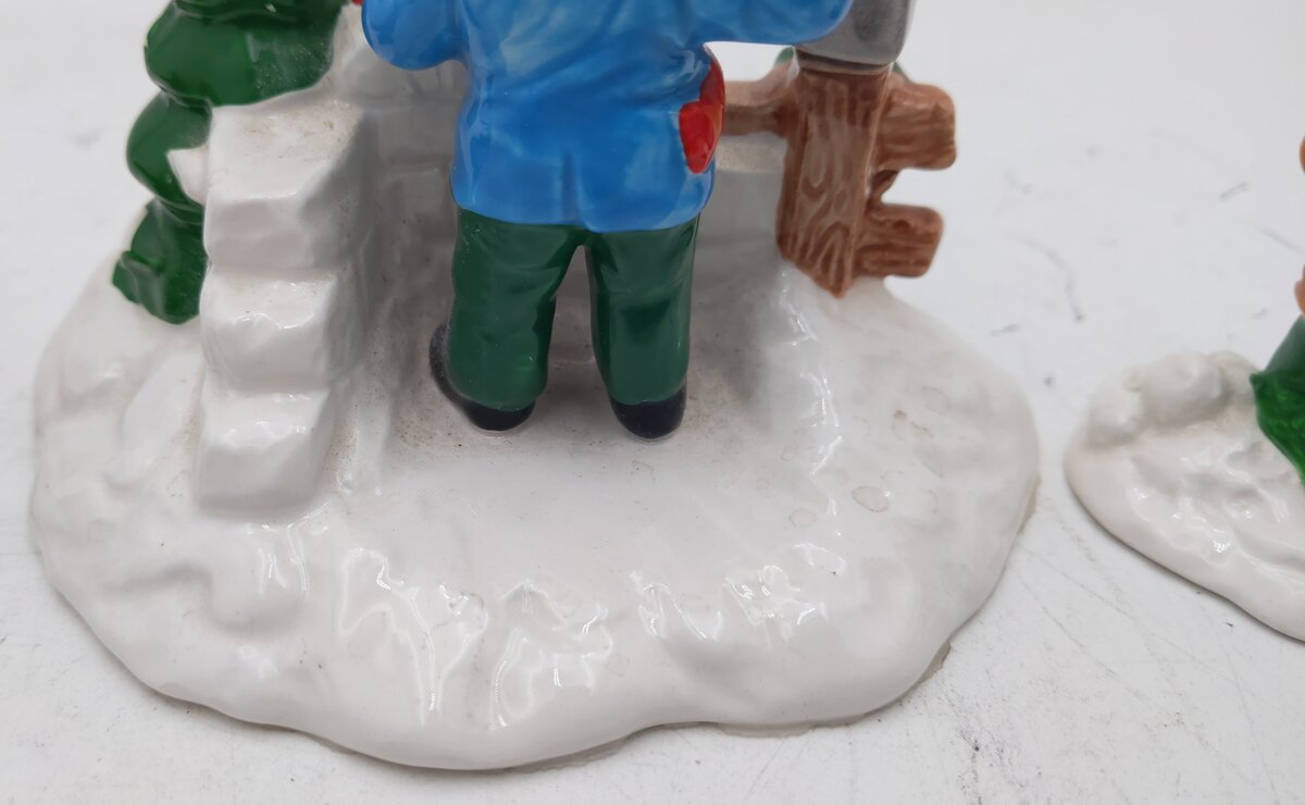 Department 56 5414-3 Snow Village "Snowball Fort" Ceramic Figurines (Box of 3) EX/Box