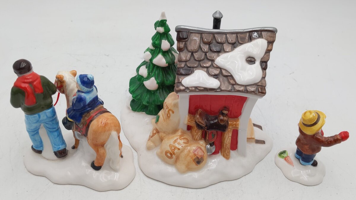 Dept 56 54534 Snow Village "Pint-Size Pony Rides" Ceramic Accessories (Set of 3) EX/Box