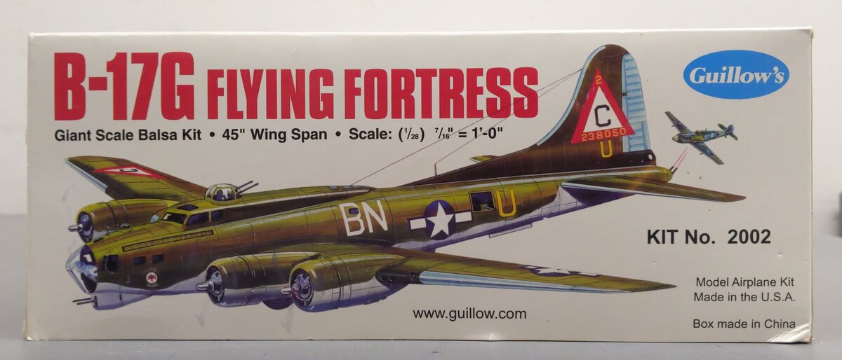 Guillows 2002 1:28 Flying Fortress 45-3/4 Wingspan B17G Military Plane Kit VG/Box