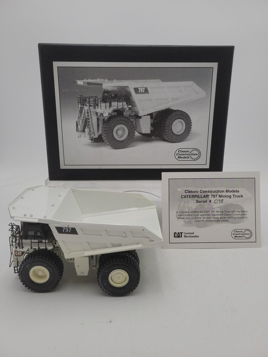 CCM CAT797 1:87 Scale BRASS White Mining Truck Serial #098 LN/Box