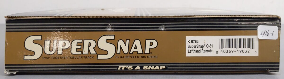K-Line K-0763 O SuperSnap 31" Left Hand Remote Switch Turnout EX/Box