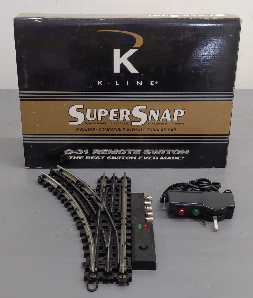 K-Line K-0763 O Gauge SuperSnap 31" Left Hand Remote Switch Turnout VG/Box