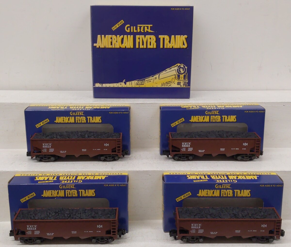 American Flyer 6-48613 S Bessemer & Lake Erie 3-Bay Hopper Set (Set of 4) EX/Box