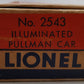 Lionel 2543 Vintage O Gauge Pennsylvania Aluminum "William Penn" Pullman Car VG/Box