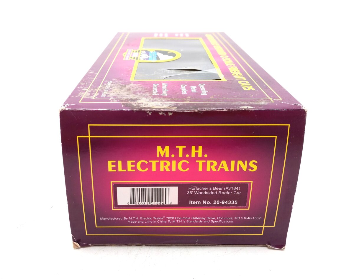 MTH 20-94335 O Gauge Horlacher’s Beer 36’ Woodsided Reefer Car #3184