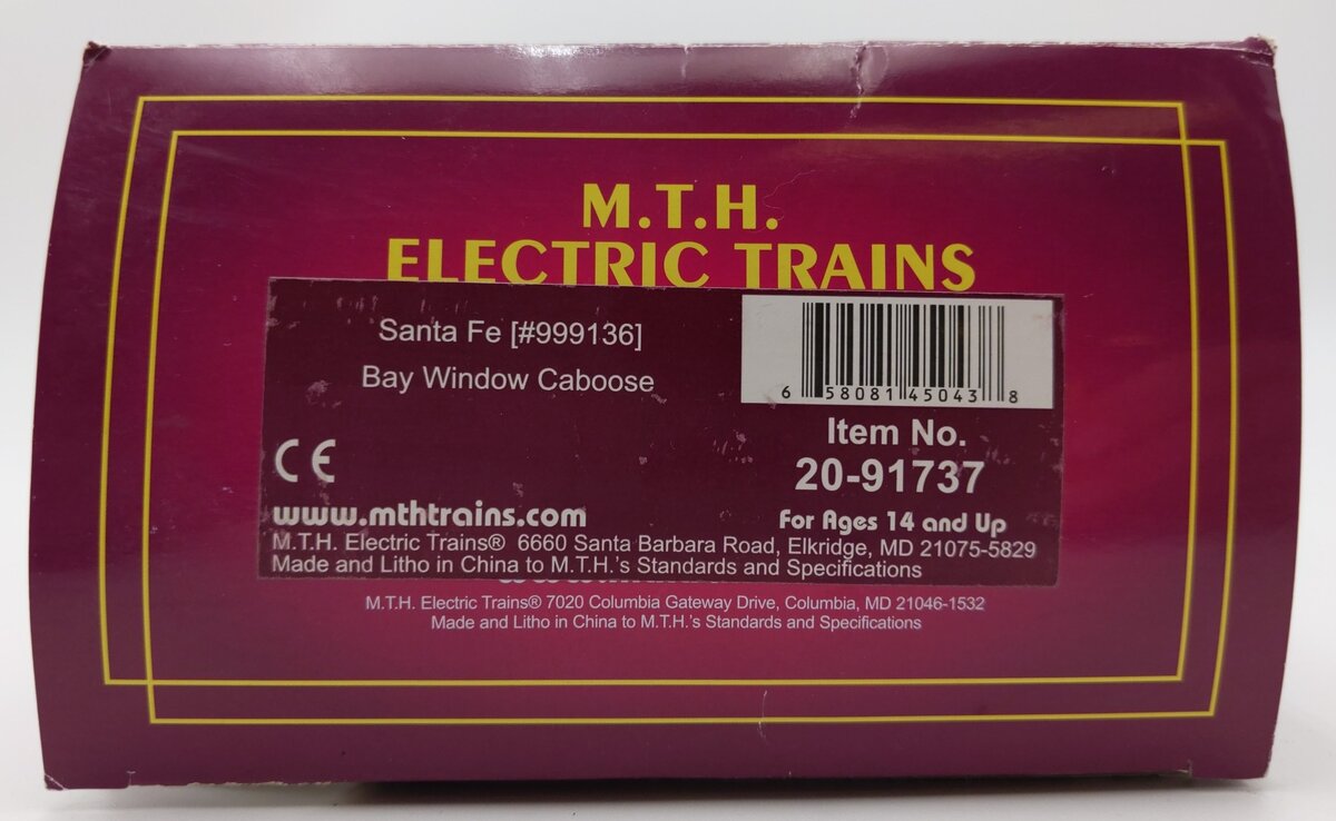 MTH 20-91737 O Gauge Atchison Topeka Santa Fe  Caboose #999136 EX/Box