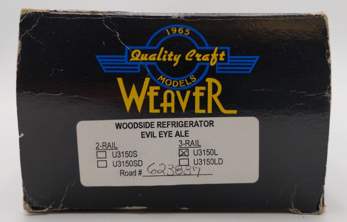 Weaver U3150L O Gauge Evil Eye Ale Woodside Refrigerator Car ##623837 (3 Rail) EX/Box